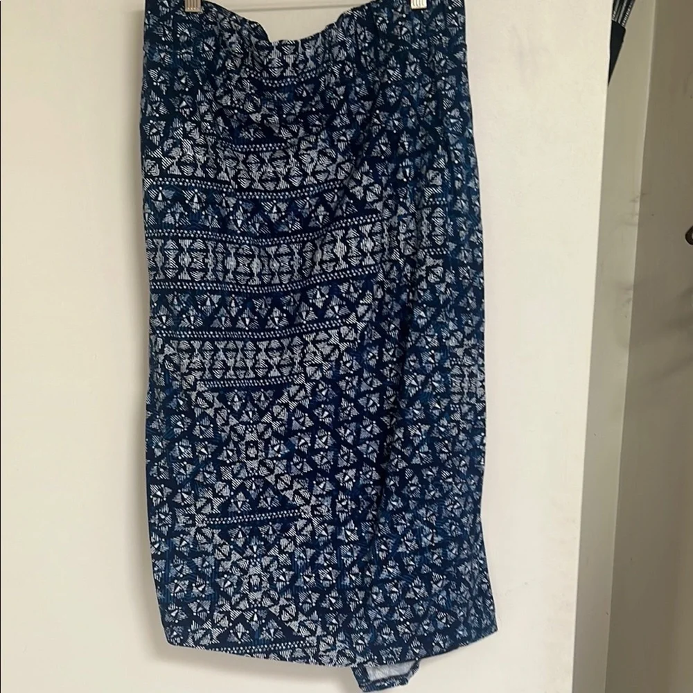 DKNY Jeans Navy and White Patterned Wrap Style Asymmetric Skirt M